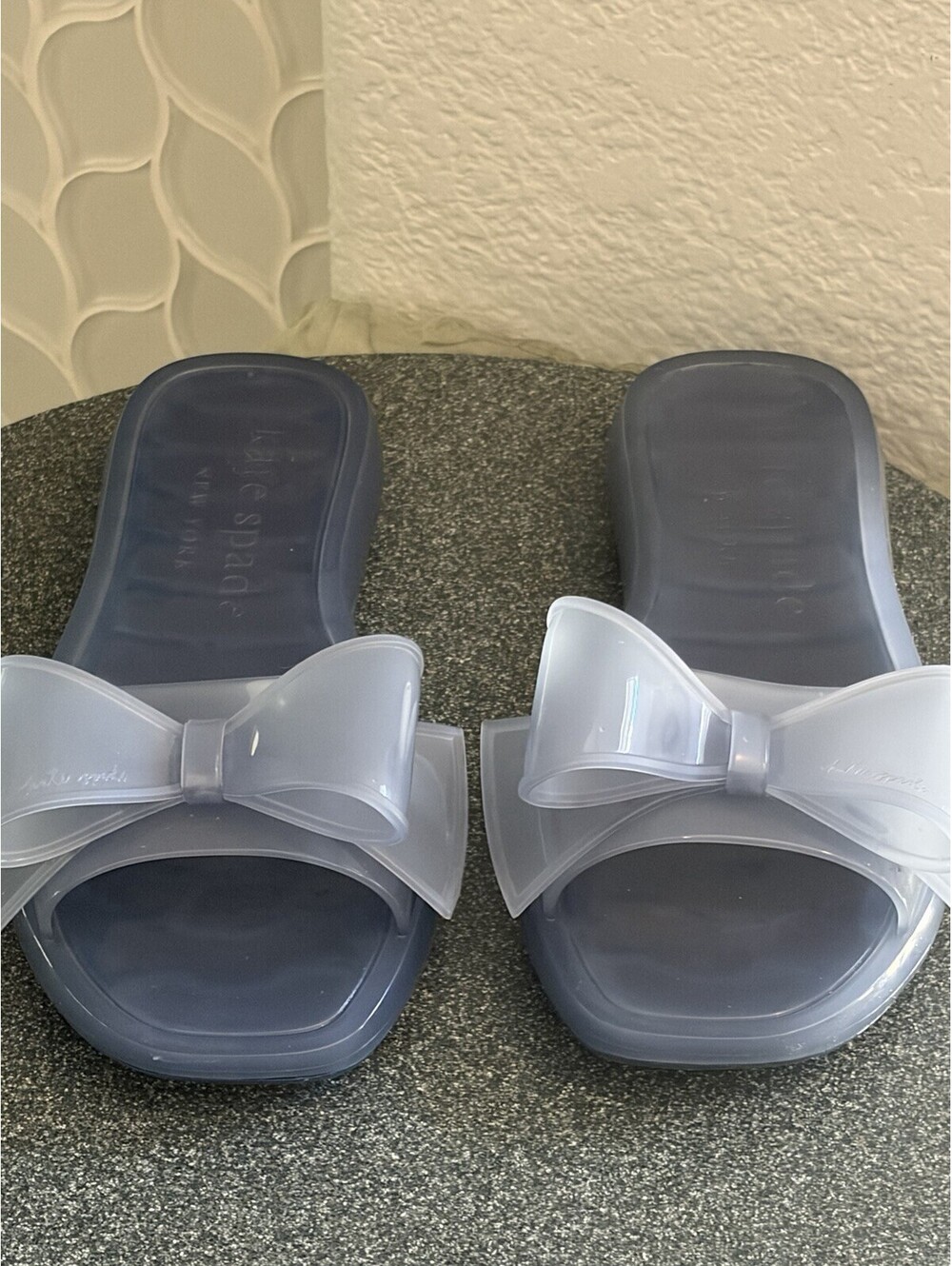Kate Spade Tie The Knot Jelly Sandals Blue Bow Summer Flip Flops Womens Size 7